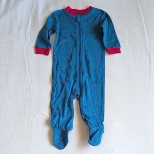 NEW george blue dinosaur cotton zipper footie sleeper pajamas 3-6 months baby